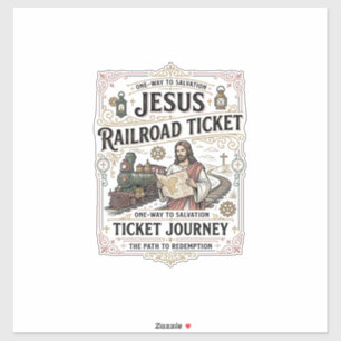 Sticker Billet de train Jésus Voyage Billet de train Jésus