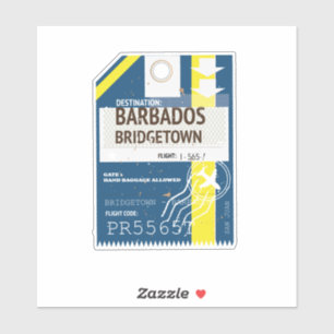 Sticker Billet voyage de Bridgetown Barbade