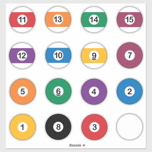 Sticker Billiards Snooker ballon pack (Feuille)