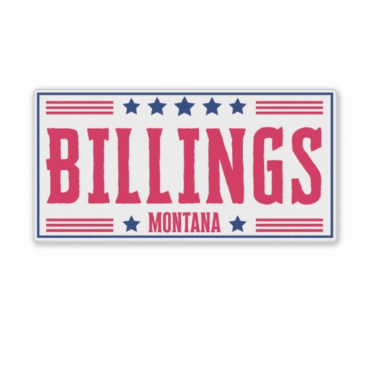 Sticker BILLINGS MONTANA Étoiles & rayures (Devant)