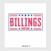Sticker BILLINGS MONTANA Étoiles & rayures (Feuille)
