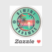 Sticker Bimini Bahamas Retro Sunset Travel Souvenir 1950 (Feuille)