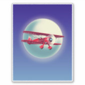 Sticker Biplan rouge vintage (Devant)