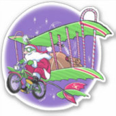 Sticker Biplane à vélo père Noël (Devant)