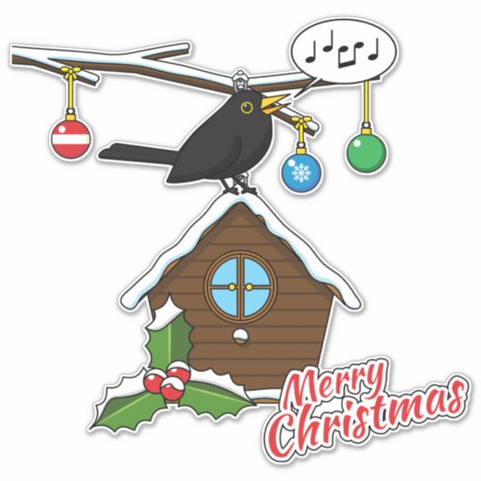 Sticker Bird House Joyeux Noël (Devant)