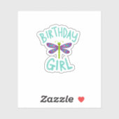 Sticker Birthday girl shirt Dragonfly birthday party tee s (Feuille)