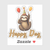 Sticker Birthday Sloth Celebration  (Feuille)