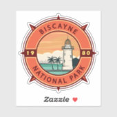 Sticker Biscayne National Park Retro Compass Emblem (Feuille)