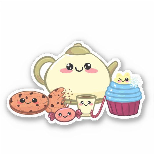 Sticker biscuits kawaii et thé chaud (Devant)