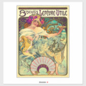 Sticker Biscuits Lefevre-Utile par Alphonse Mucha (1896) (Feuille)