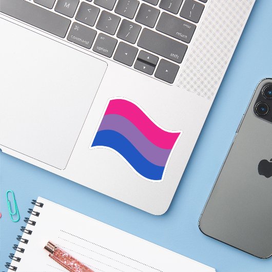 Sticker Bisexual pride (Ordinateur portable avec iPhone)