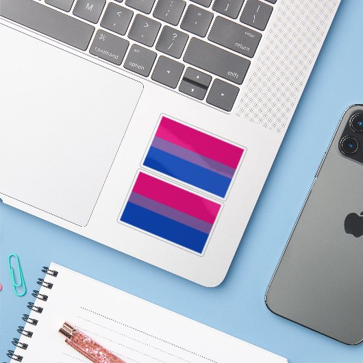 Sticker Bisexual pride (Ordinateur portable avec iPhone)