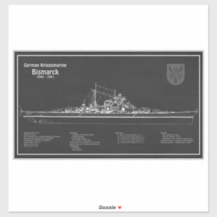 Sticker Bismarck - Plan directeur du navire de guerre PD
