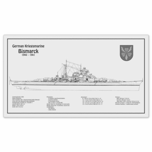 Sticker Bismarck - Plan du plan de bataille BD (Devant)