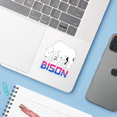 Sticker Bison bisexuel (Ordinateur portable avec iPhone)