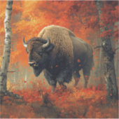 Sticker Bison dans l'artisanat boisé d'automne (Devant)
