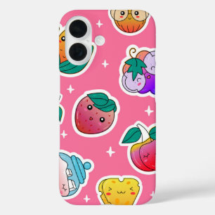 Sticker Bites – Schattigee Kawaii Fruit & Snack Ca iPhone 16 Hoesje