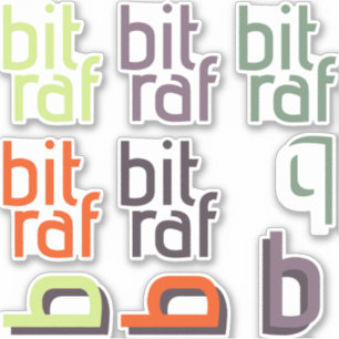 Sticker Bitraf - klistremerke ark små logoer og b er