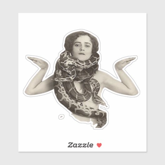 Sticker Bizarre Vintage femme et serpent (Feuille)