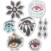Sticker Bizarre yeux déplaisant trippé goth psychédélique (Devant)