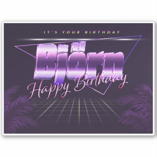 Sticker Björn Prénom lila retro Broker (Devant)