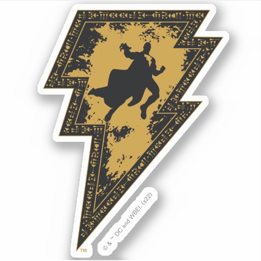 Sticker Black Adam Distressed Lightning Bolt Graphic (Devant)