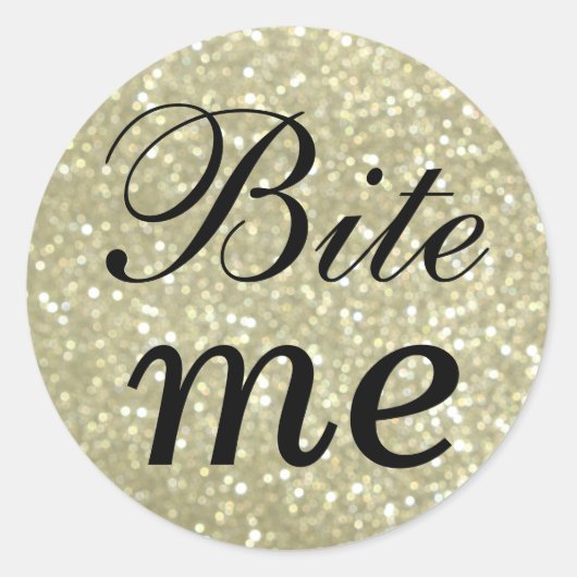 Sticker Black and Glittery Gold Bite Me (Devant)