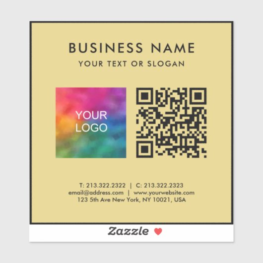 Sticker Black And Gold QR Code Business Logo Text Medium (Feuille)