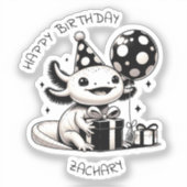Sticker Black and White Axolotday Party Personnaliser (Recto)