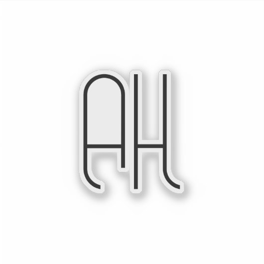 Sticker Black and white custom initials simple (Devant)