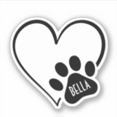 Sticker Black and White Heart Paw Print (Devant)