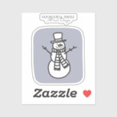 Sticker Black and White on Grey Doodman Winter Snowman (Feuille)
