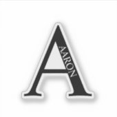 Sticker Black and White Personalized Monogram and Name (Devant)