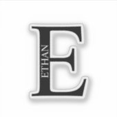 Sticker Black and White Personalized Monogram and Name (Devant)