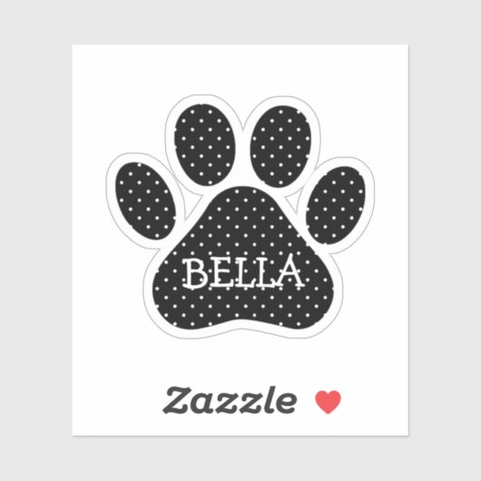 Sticker Black and White Polka Dot Pattern With Name (Feuille)