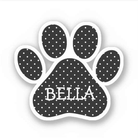 Sticker Black and White Polka Dot Pattern With Name (Devant)