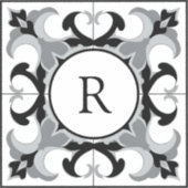 Sticker Black and White Spanish Style with Initial (Recto)