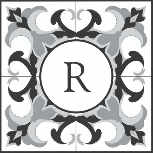 Sticker Black and White Spanish Style with Initial (Recto)