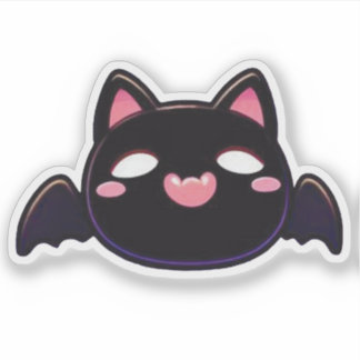 Sticker Black Bat Cat - Kawaii Flying Kitten
