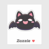 Sticker Black Bat Cat - Kawaii Flying Kitten (Feuille)