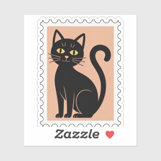 Sticker Black Cat Halloween Postage Stamp (Feuille)