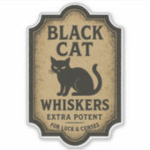 Sticker Black Cat Whiskers - Halloween Apothecary Label (Devant)