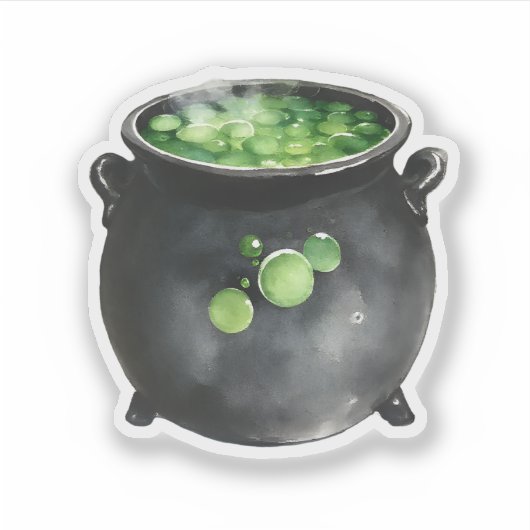 Sticker Black Cauldron Green Bubbling (Devant)