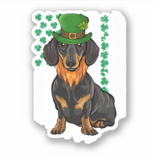 Sticker Black Dachshund Jour de la Saint Patrick irlandais