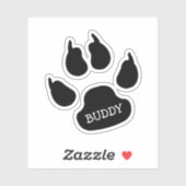 Sticker Black Dog Paw Print With Name (Feuille)