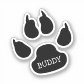 Sticker Black Dog Paw Print With Name (Devant)