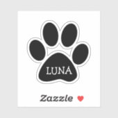 Sticker Black Dog Paw Print With Name (Feuille)