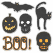 Sticker Black et Orange Éffrayant Cute Halloween Felt Look (Devant)