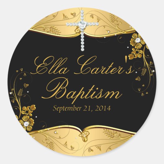 Sticker Black Floral Or & Cross Baptiser (Devant)