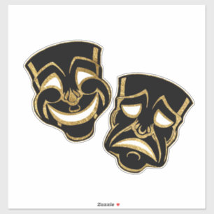 Sticker Black Gold Foil Comédie Et Tragédie Théâtre